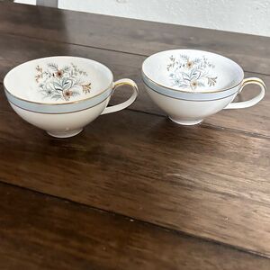 Vintage Halsey Golden Bouquet 415 Porcelain Teacup Set of 2 – Floral Gold Trim C